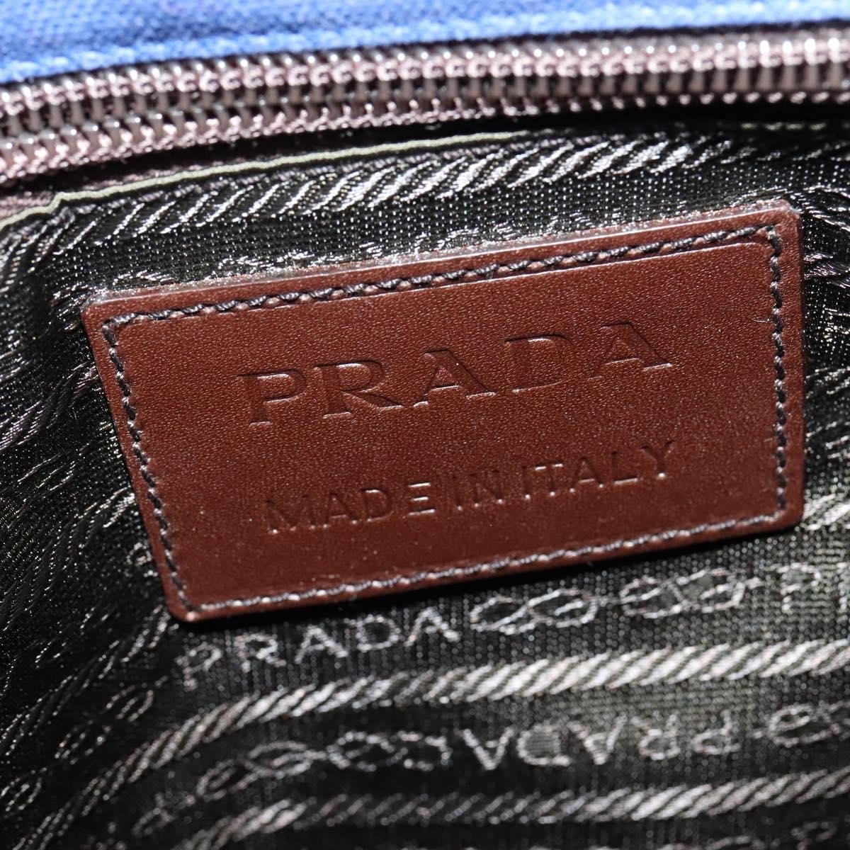 Prada Impunturato Buckle Flap Messenger Bag Canvas Blauw