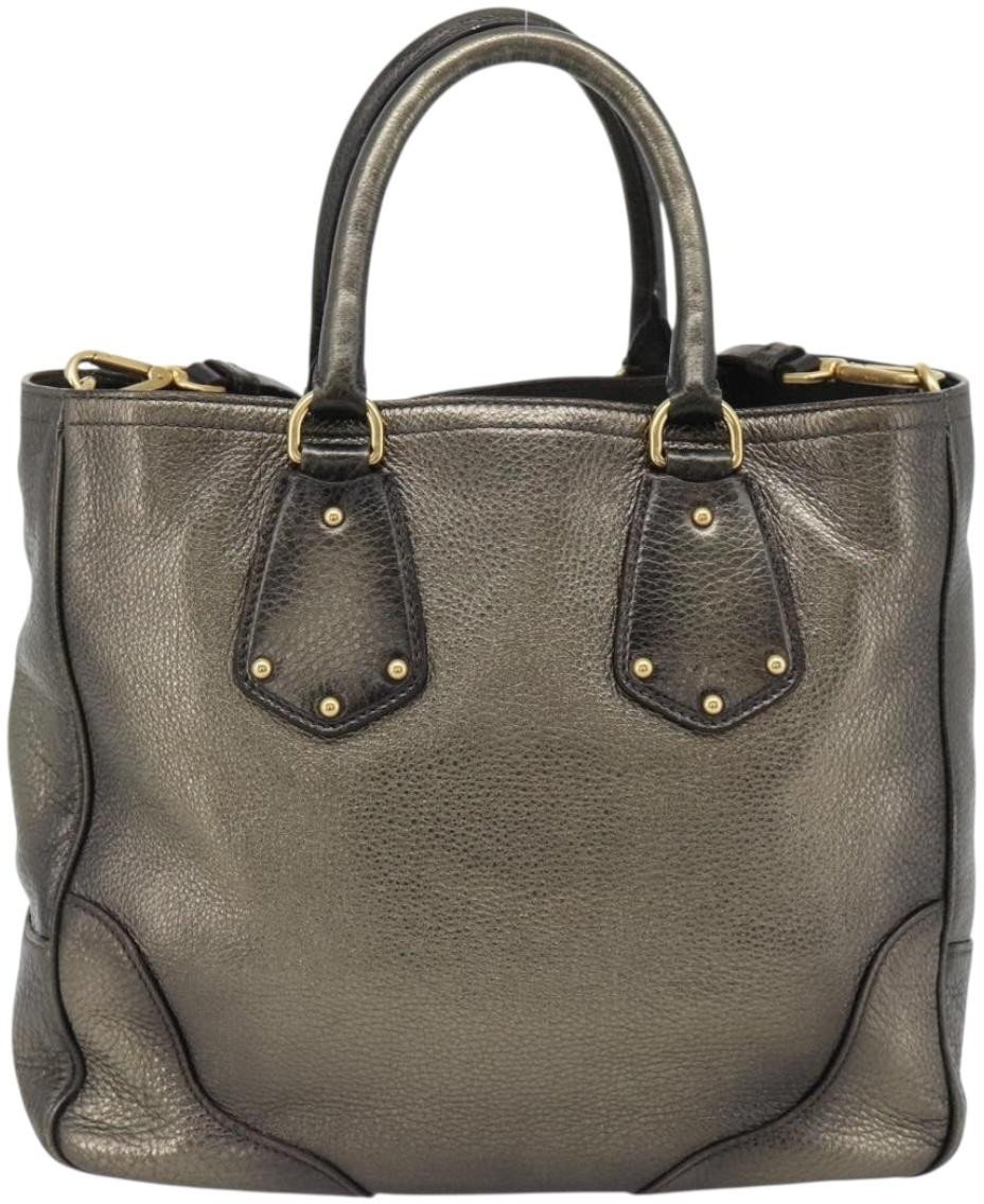 Prada Braided Handle Open Tote Vitello Daino Medium Goud