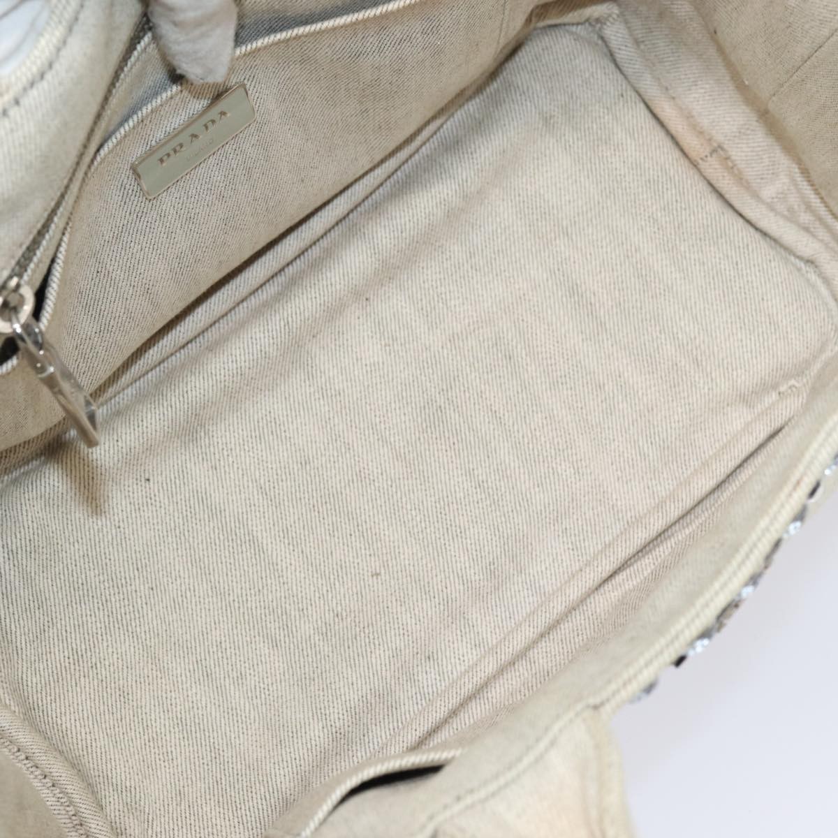 Prada Prada Canapa Tote Rhinestone Embellished Canvas Mini Grijs