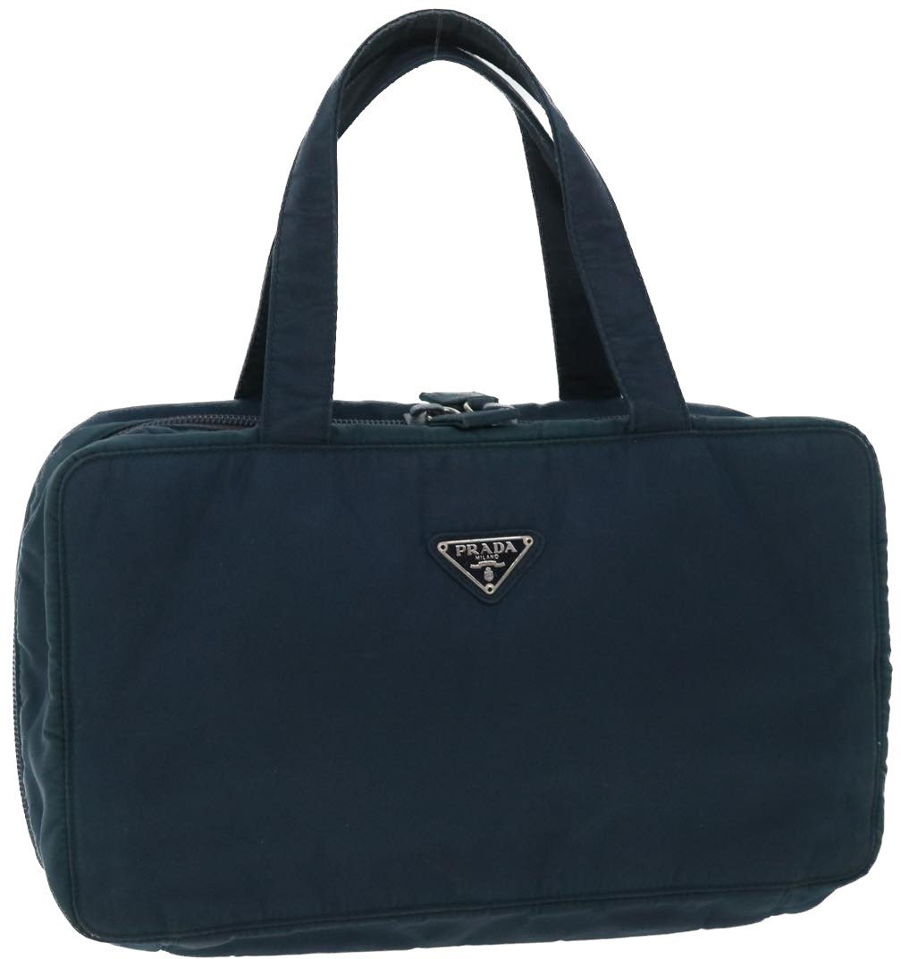 Prada Prada Double Zip Wristlet Pouch Tessuto Navy