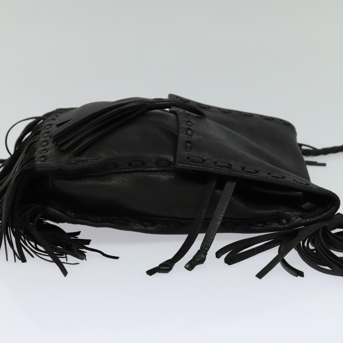 Prada Prada Fringe Flap Crossbody Bag Leather Zwart