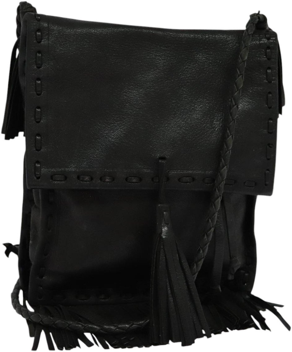 Prada Prada Fringe Flap Crossbody Bag Leather Zwart