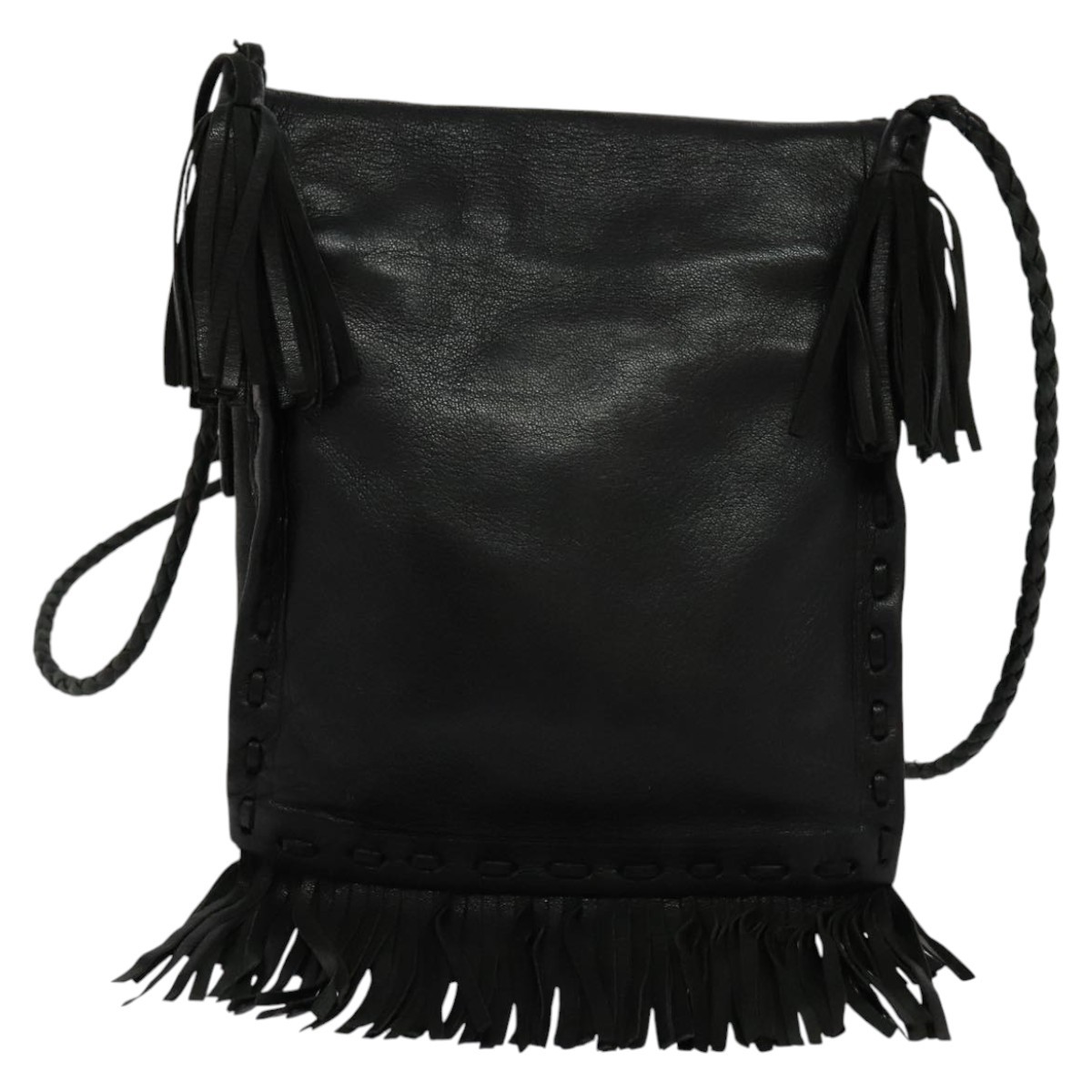 Prada Prada Fringe Flap Crossbody Bag Leather Zwart