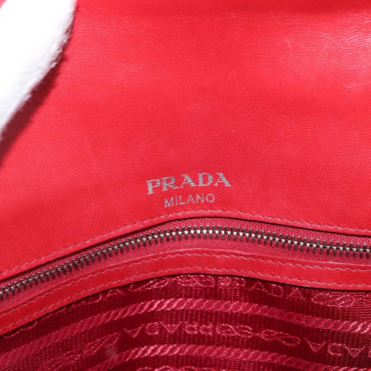 Prada Prada Gaufre Chain Flap Shoulder Bag Nappa Leather Small Rood