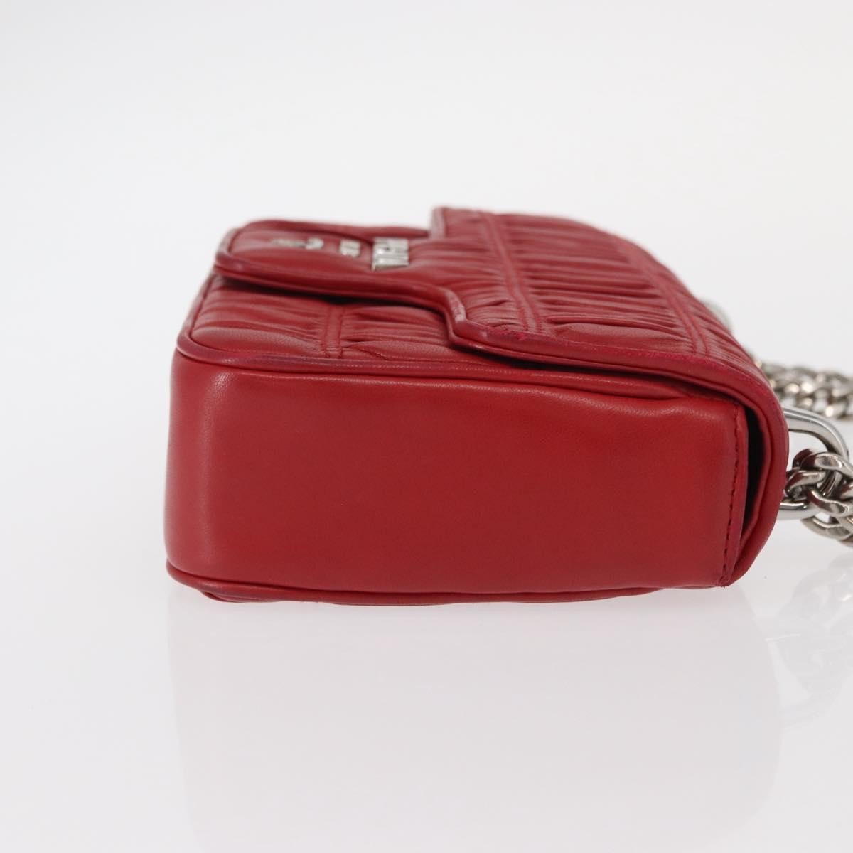 Prada Prada Gaufre Chain Flap Shoulder Bag Nappa Leather Small Rood