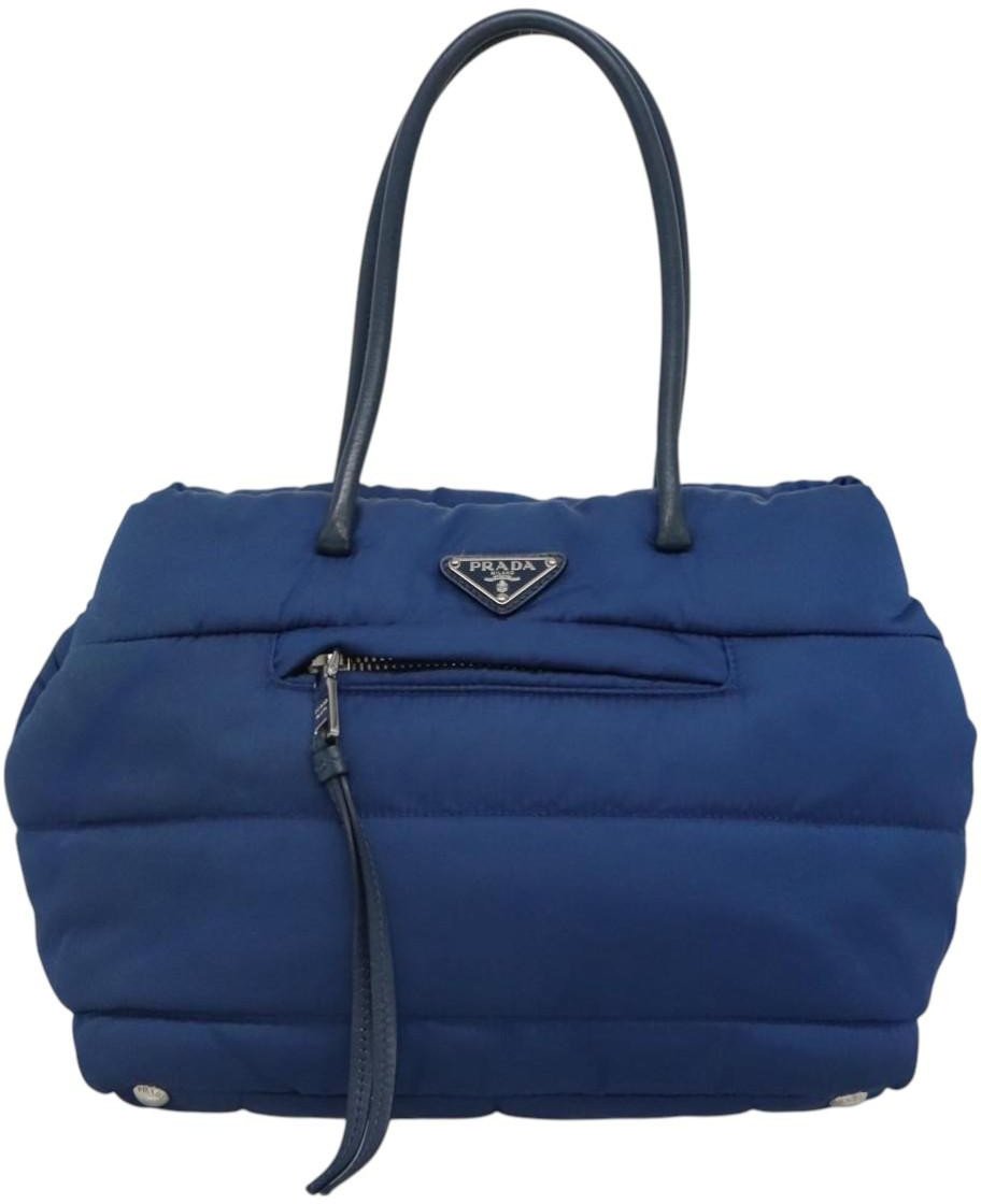 Prada Prada Bomber Tote Tessuto Small Blauw