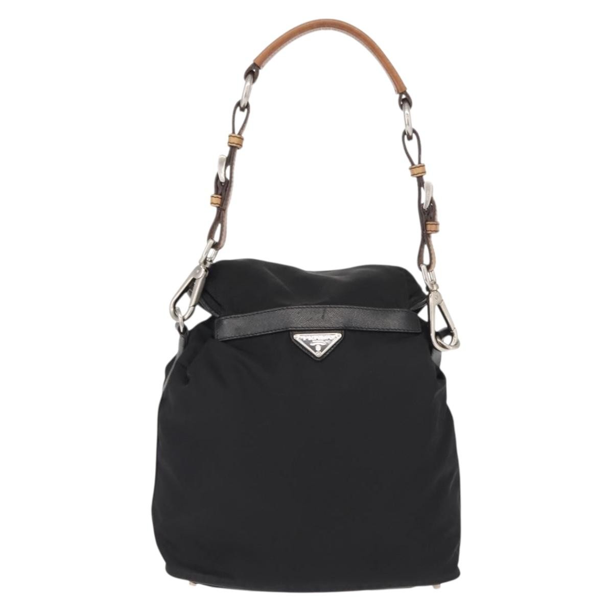 Prada Prada Double Pocket Shoulder Bag Tessuto Zwart