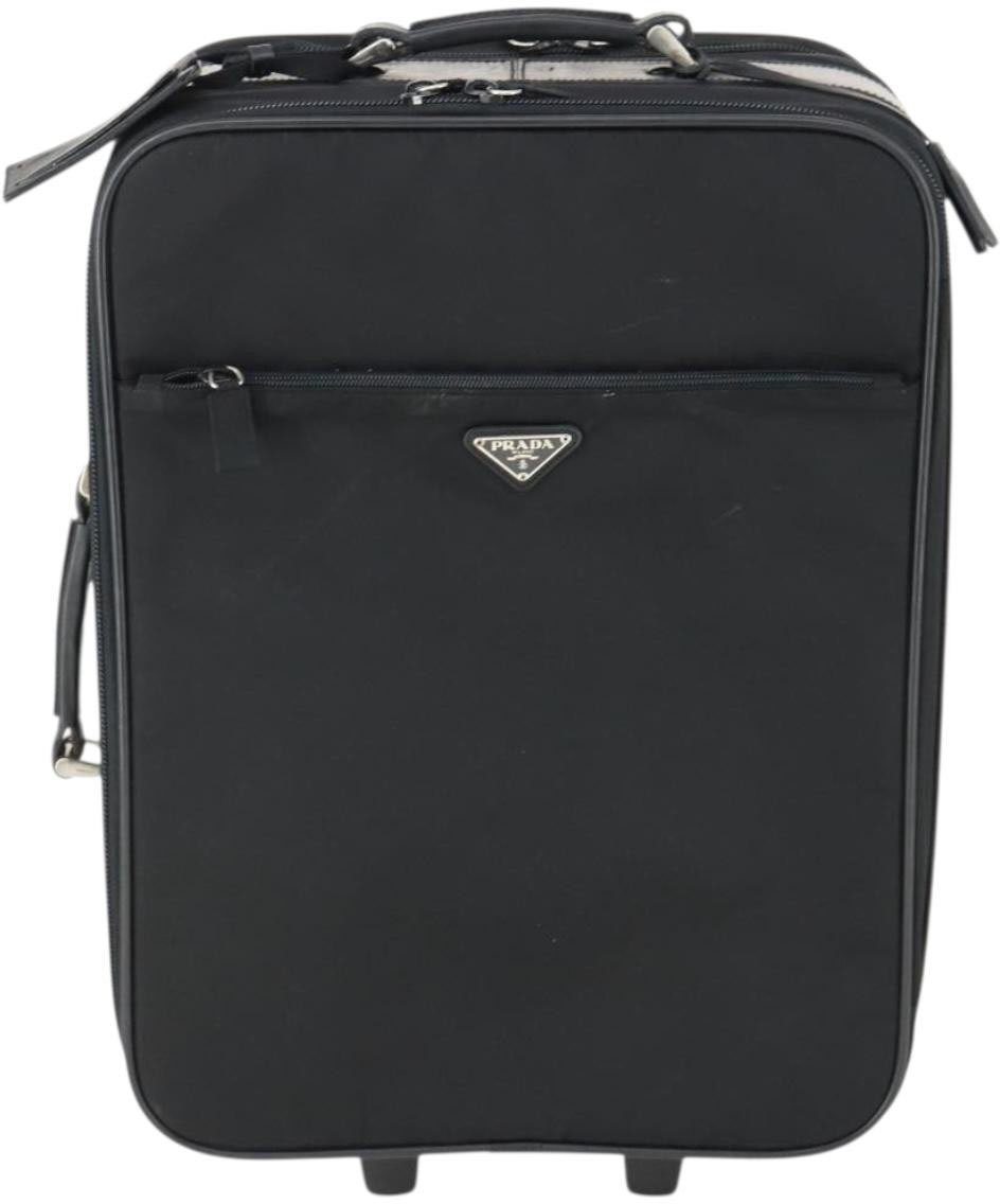Prada Prada Trolley Rolling Luggage Tessuto and Saffiano Leather Mini Zwart