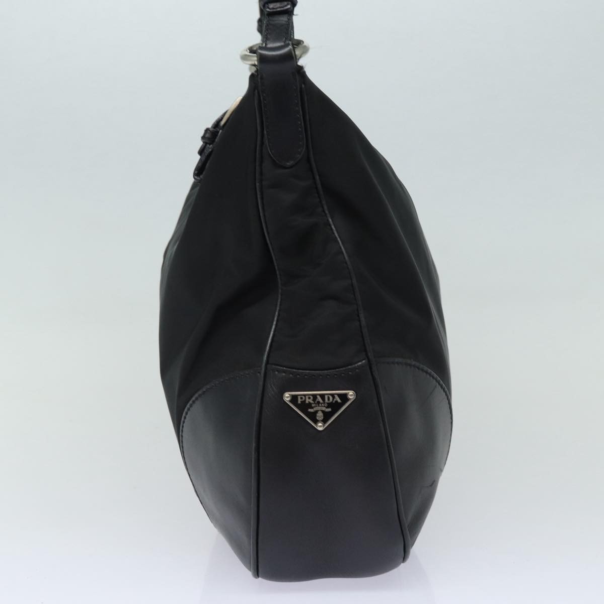 Prada Prada Zip Hobo Tessuto with Leather Large Zwart