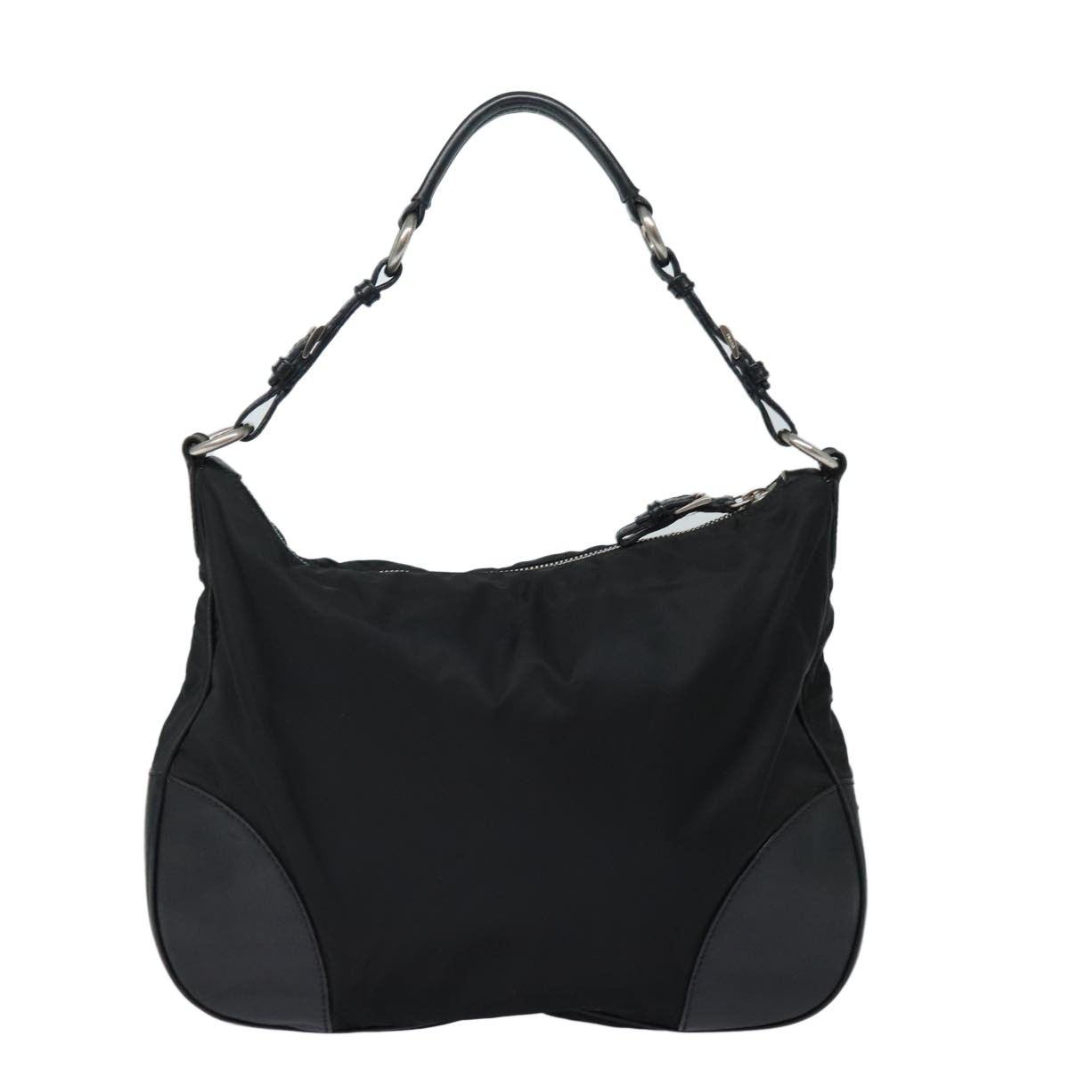 Prada Prada Zip Hobo Tessuto with Leather Large Zwart