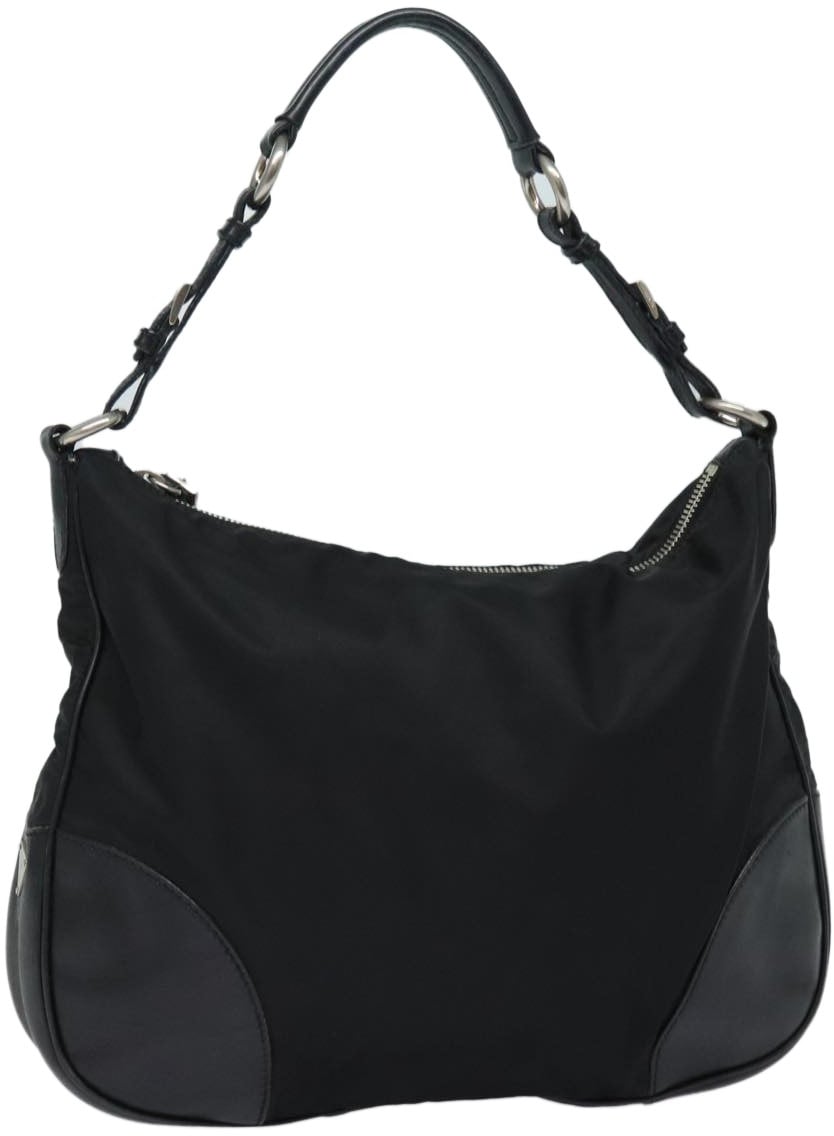 Prada Prada Zip Hobo Tessuto with Leather Large Zwart