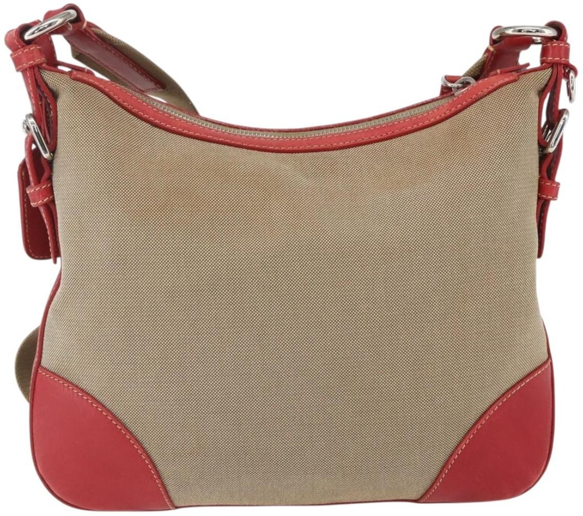 Prada Prada Logo Zip Crossbody Bag Canvas Medium Beige