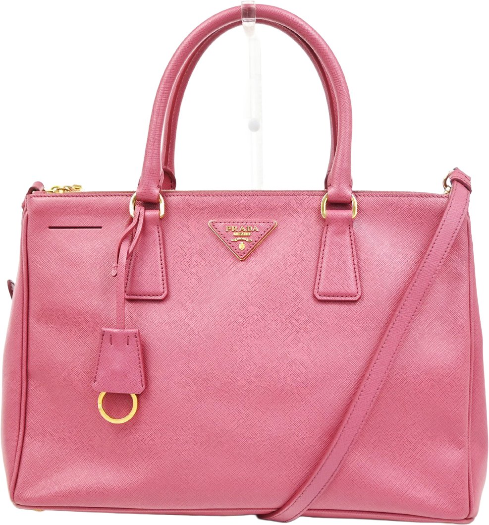 Prada Double Zip Lux Convertible Tote Saffiano Leather XL Roze