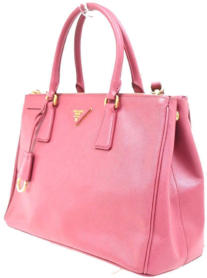 Prada Double Zip Lux Convertible Tote Saffiano Leather XL Roze