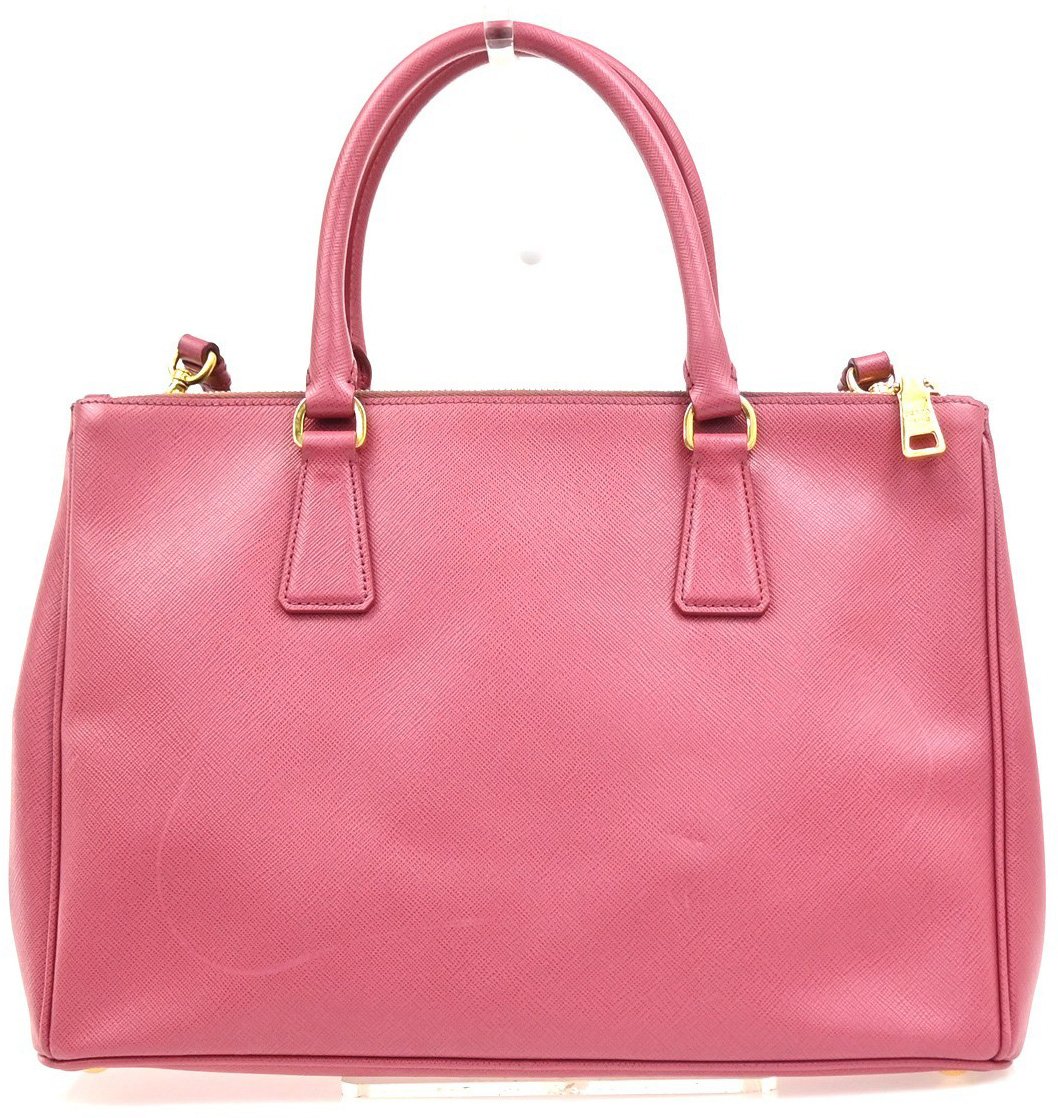 Prada Double Zip Lux Convertible Tote Saffiano Leather XL Roze