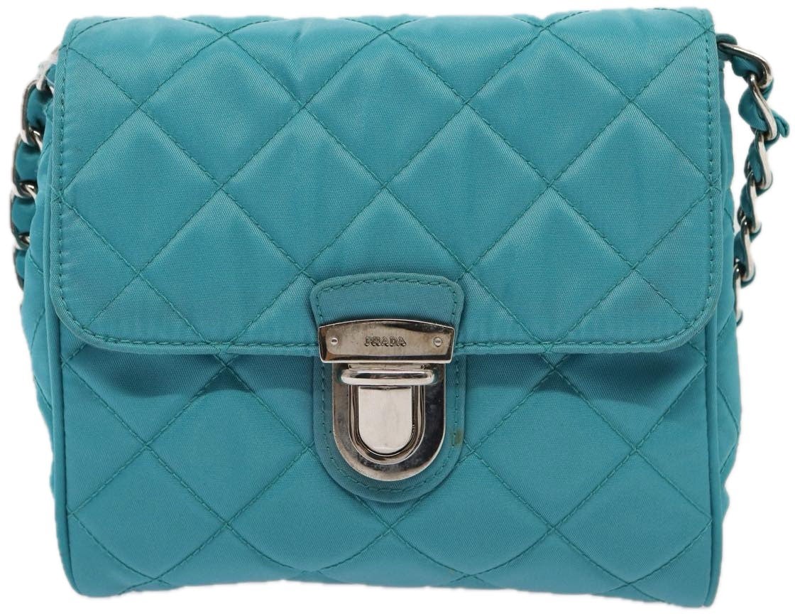 Prada Pushlock Chain Flap Bag Quilted Tessuto Mini Divers