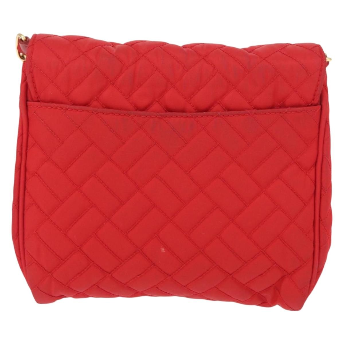Prada Prada Pushlock Chain Flap Bag Quilted Tessuto Mini Rood