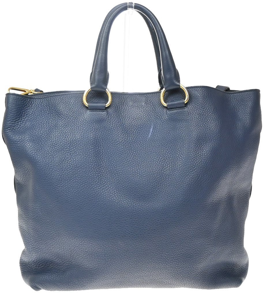 Prada Convertible Shopper Tote Vitello Daino Large Navy