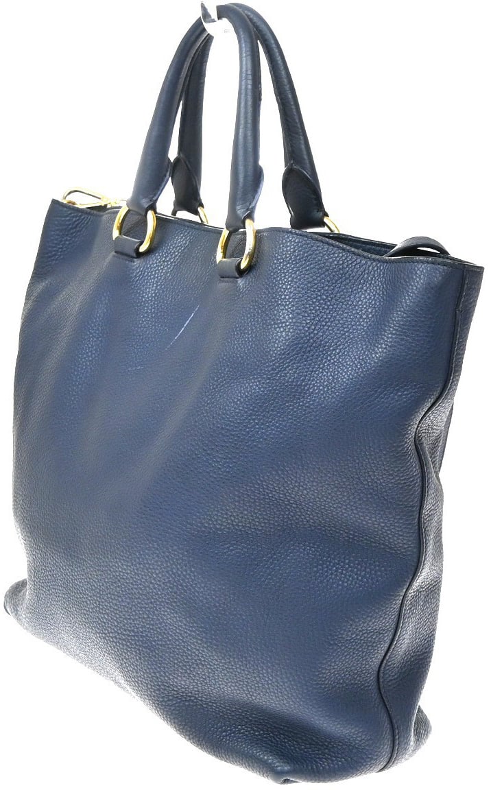 Prada Convertible Shopper Tote Vitello Daino Large Navy