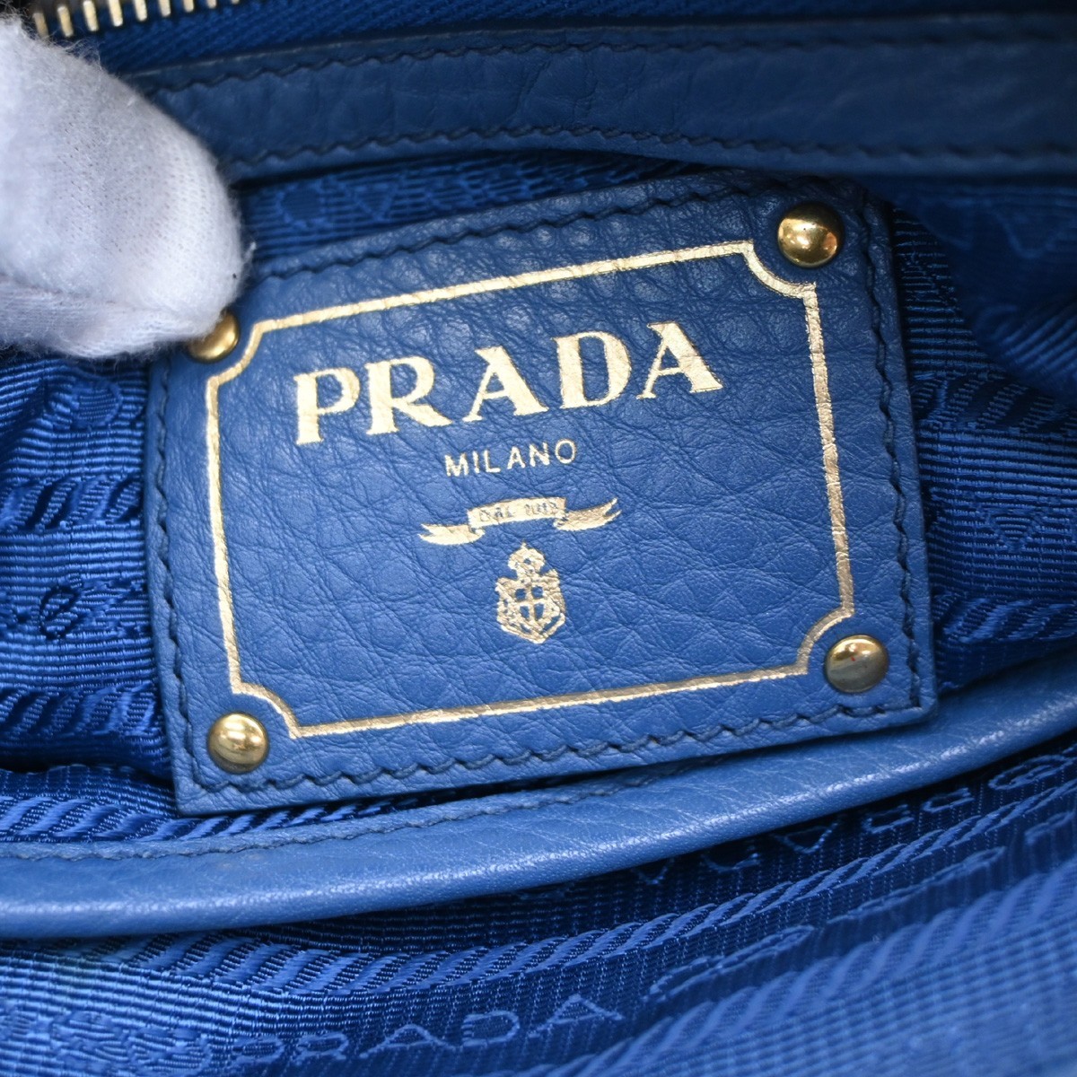 Prada Prada Convertible Shopper Tote Vitello Daino Large Blauw
