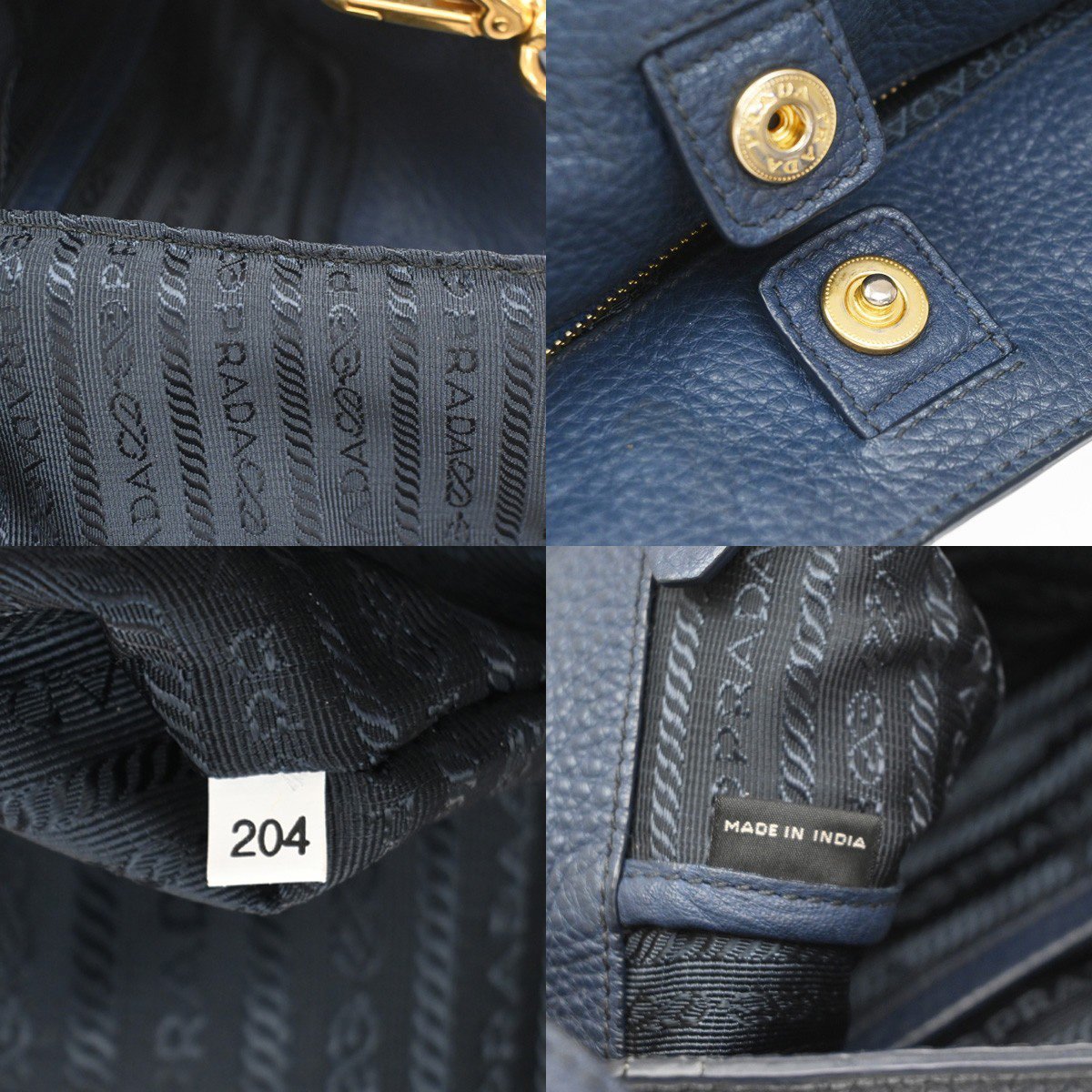 Prada Convertible Shopper Tote Vitello Daino Large Navy