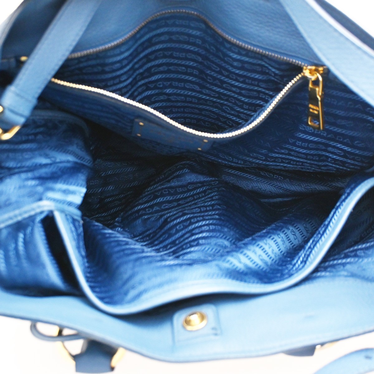 Prada Prada Convertible Shopper Tote Vitello Daino Large Blauw