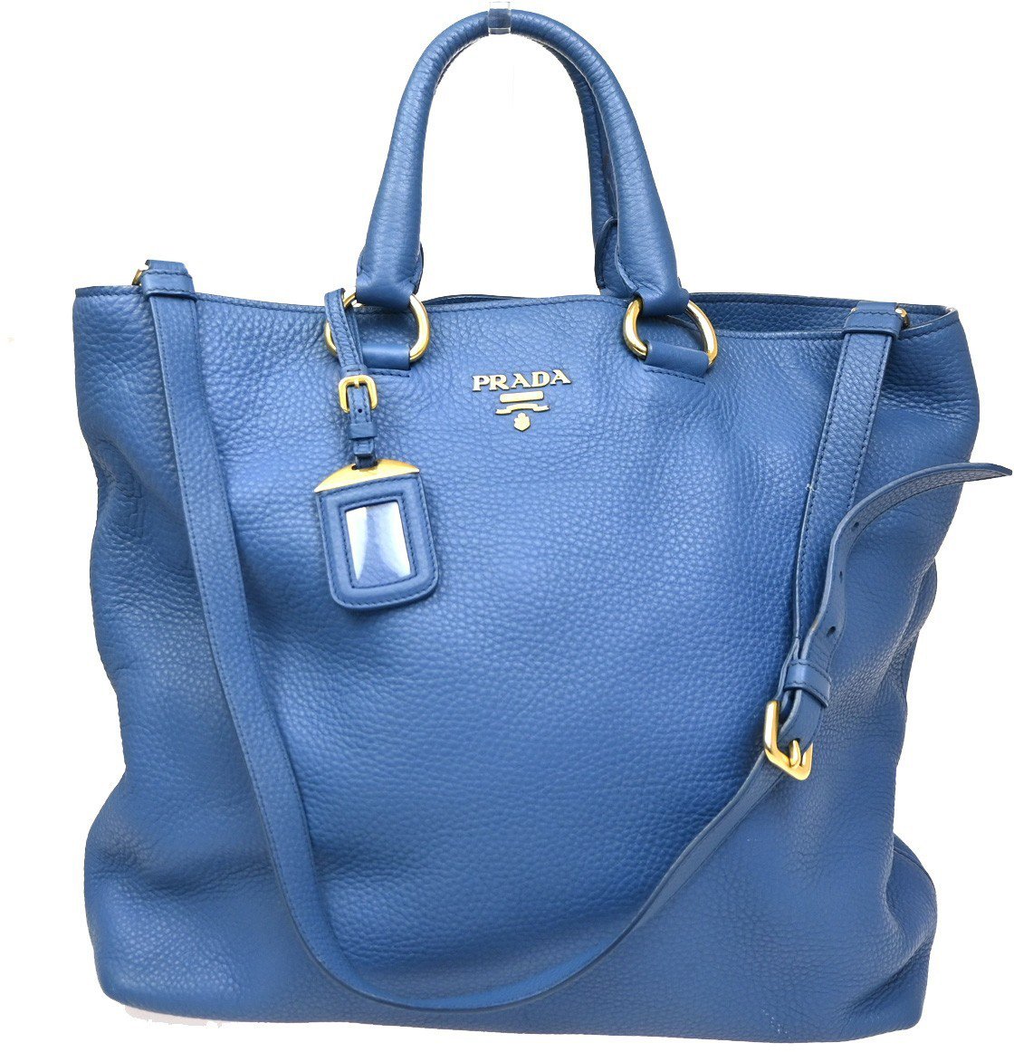 Prada Prada Convertible Shopper Tote Vitello Daino Large Blauw