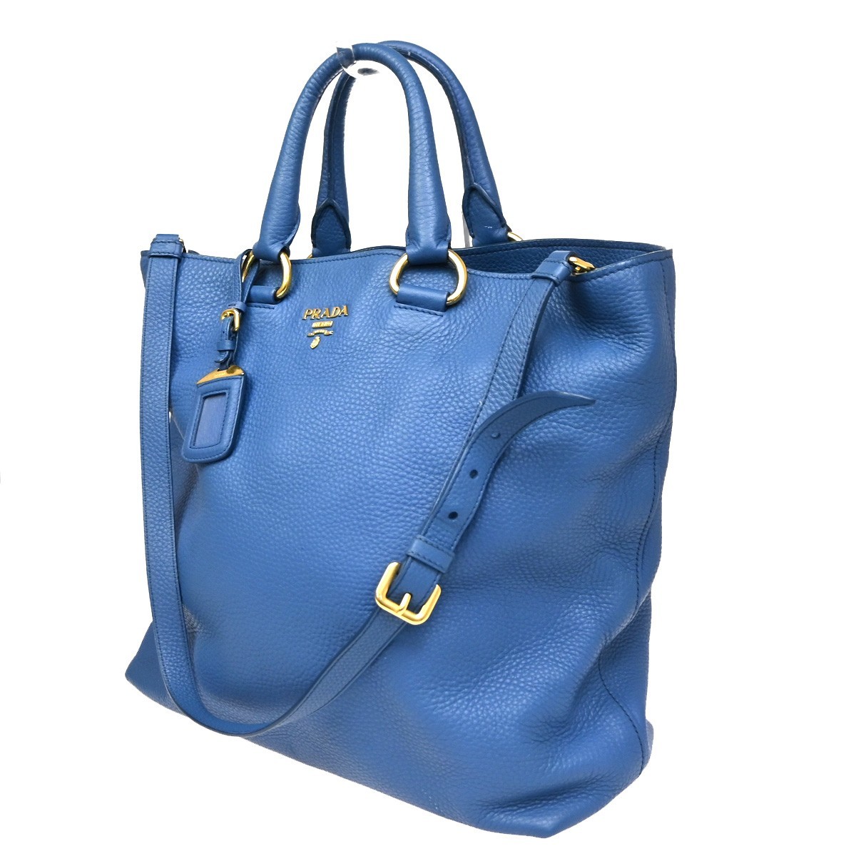 Prada Prada Convertible Shopper Tote Vitello Daino Large Blauw