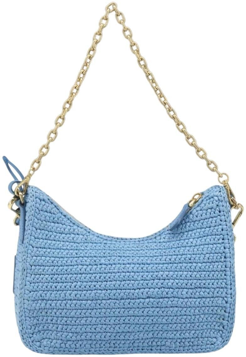 Prada Prada Re-Edition 2005 Shoulder Bag Raffia Small Blauw