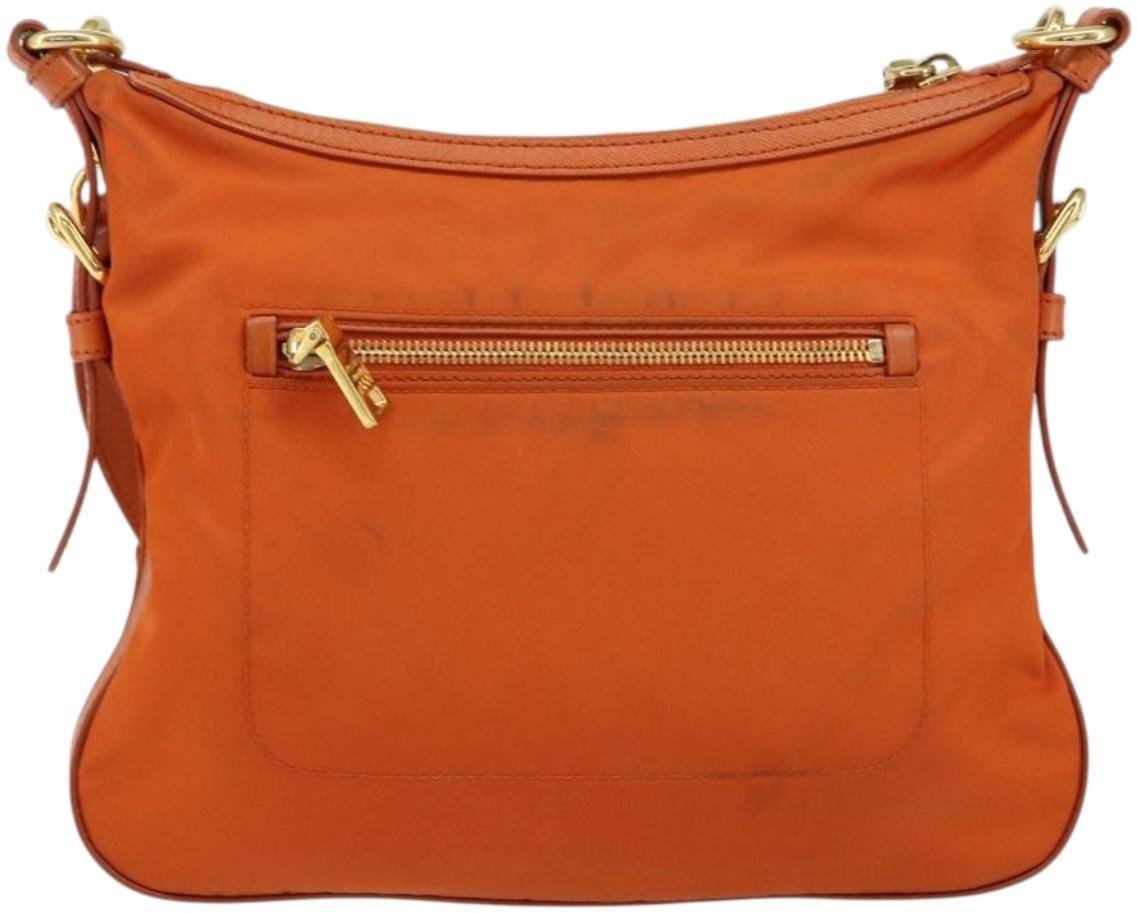Prada Prada Flat Messenger Tessuto with Leather Small Oranje