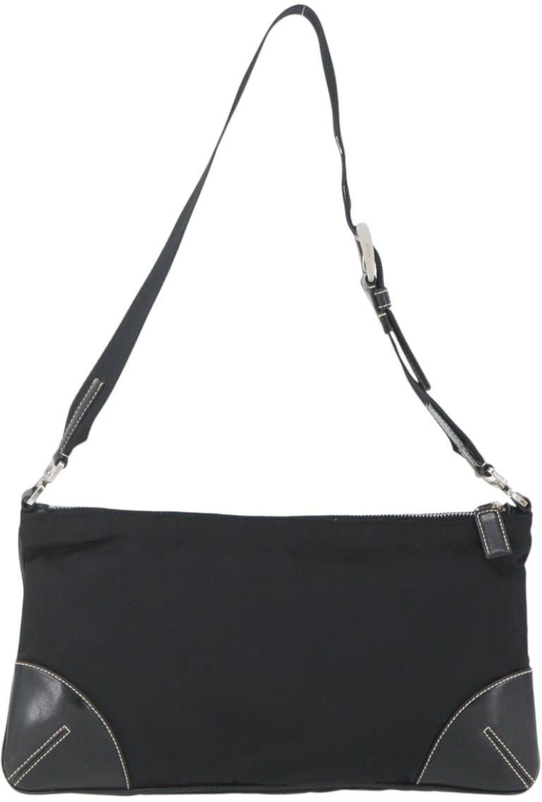 Prada Prada Belted Shoulder Bag Tessuto with Leather Small Zwart