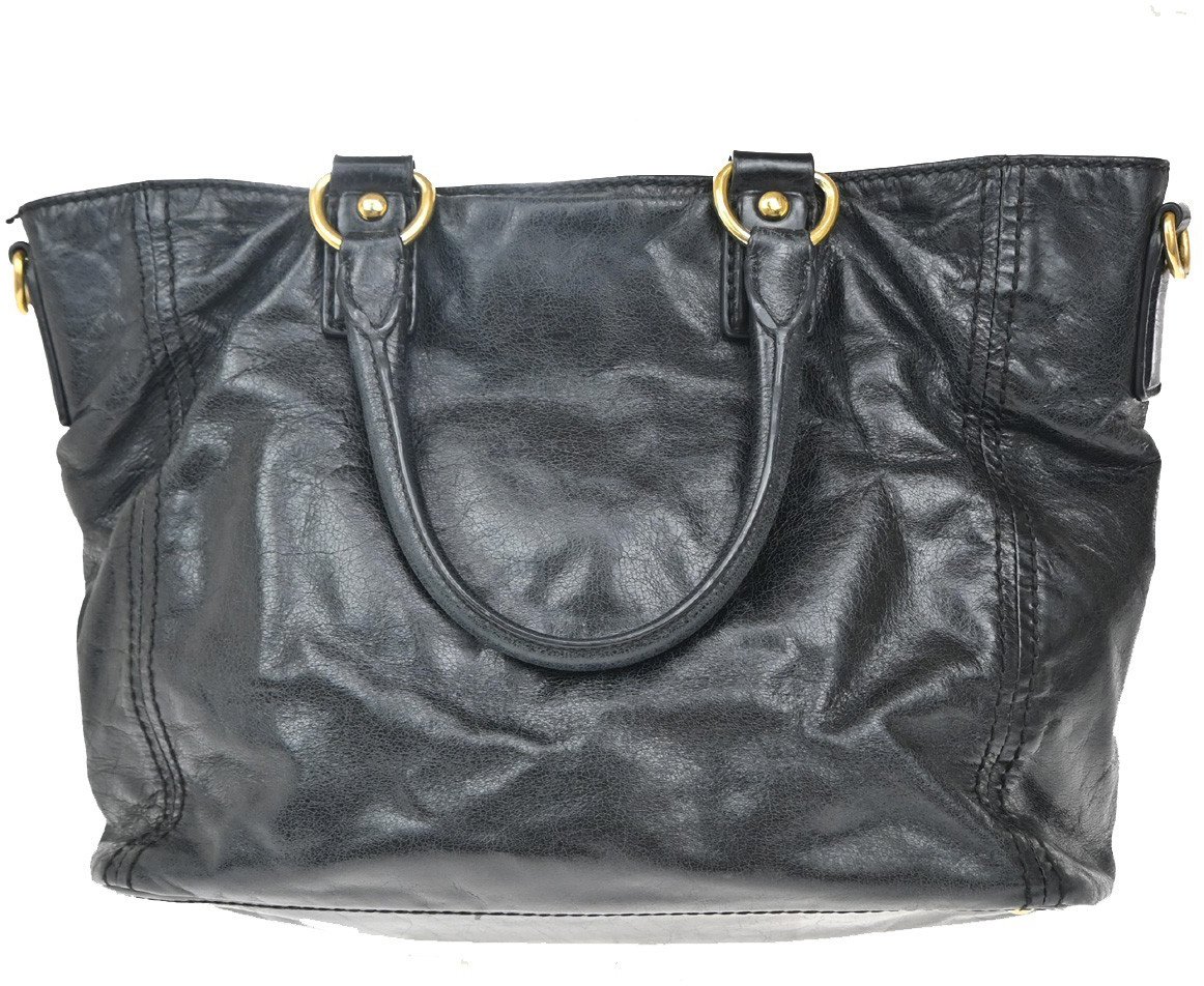 Prada Prada Front Pocket Convertible Tote Leather Large Zwart