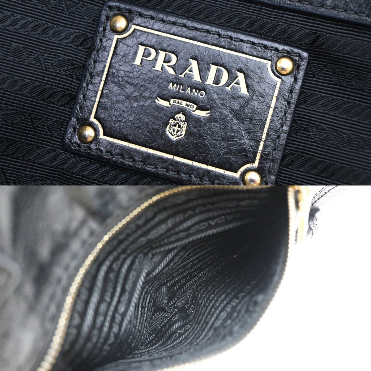 Prada Prada Front Pocket Convertible Tote Leather Large Zwart