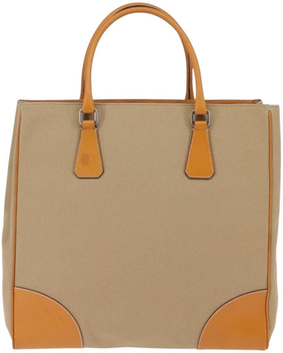 Prada Prada Lux Convertible Open Tote Canvas and leather Beige