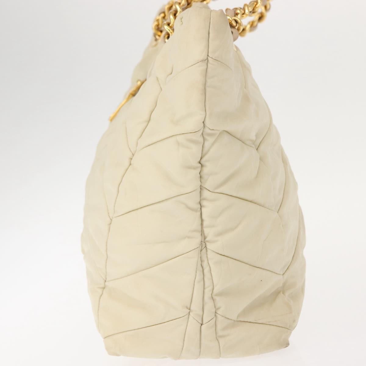 Prada Prada Chain Front Zip Tote Quilted Tessuto Medium Beige