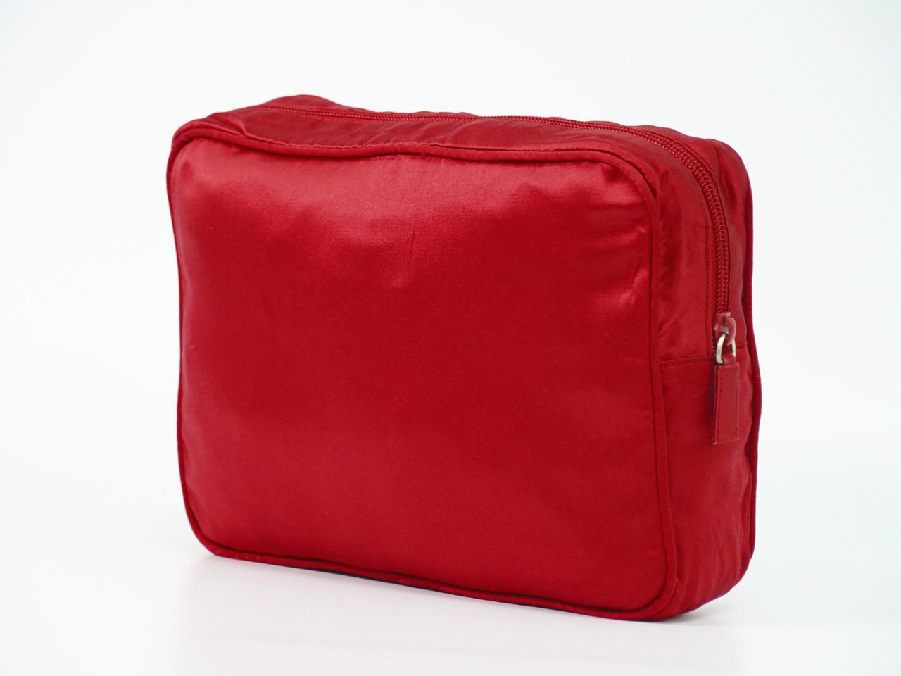 Prada Zip Around Toiletry Bag Silk Rood