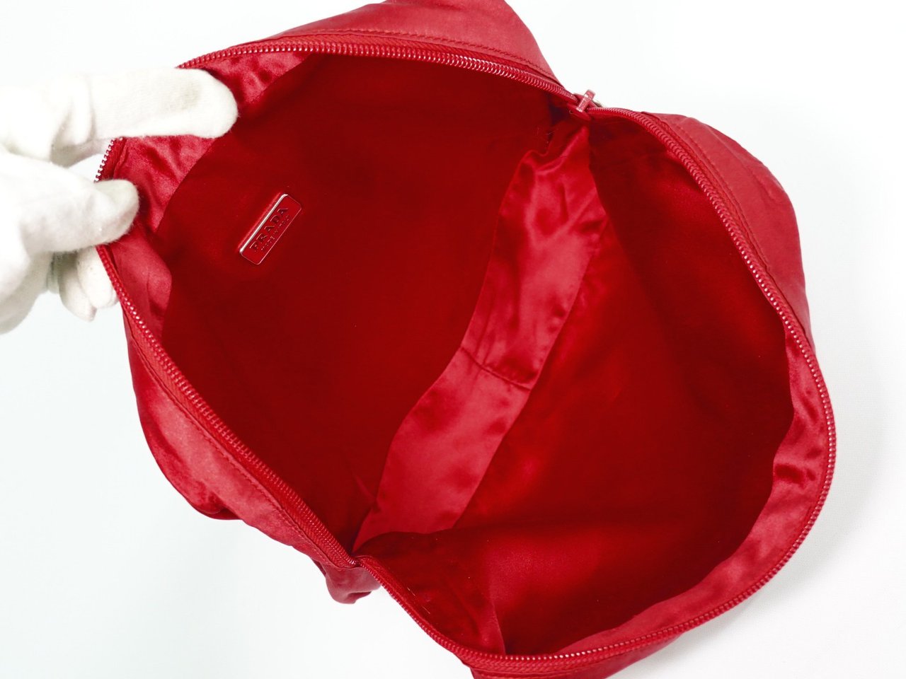Prada Zip Around Toiletry Bag Silk Rood