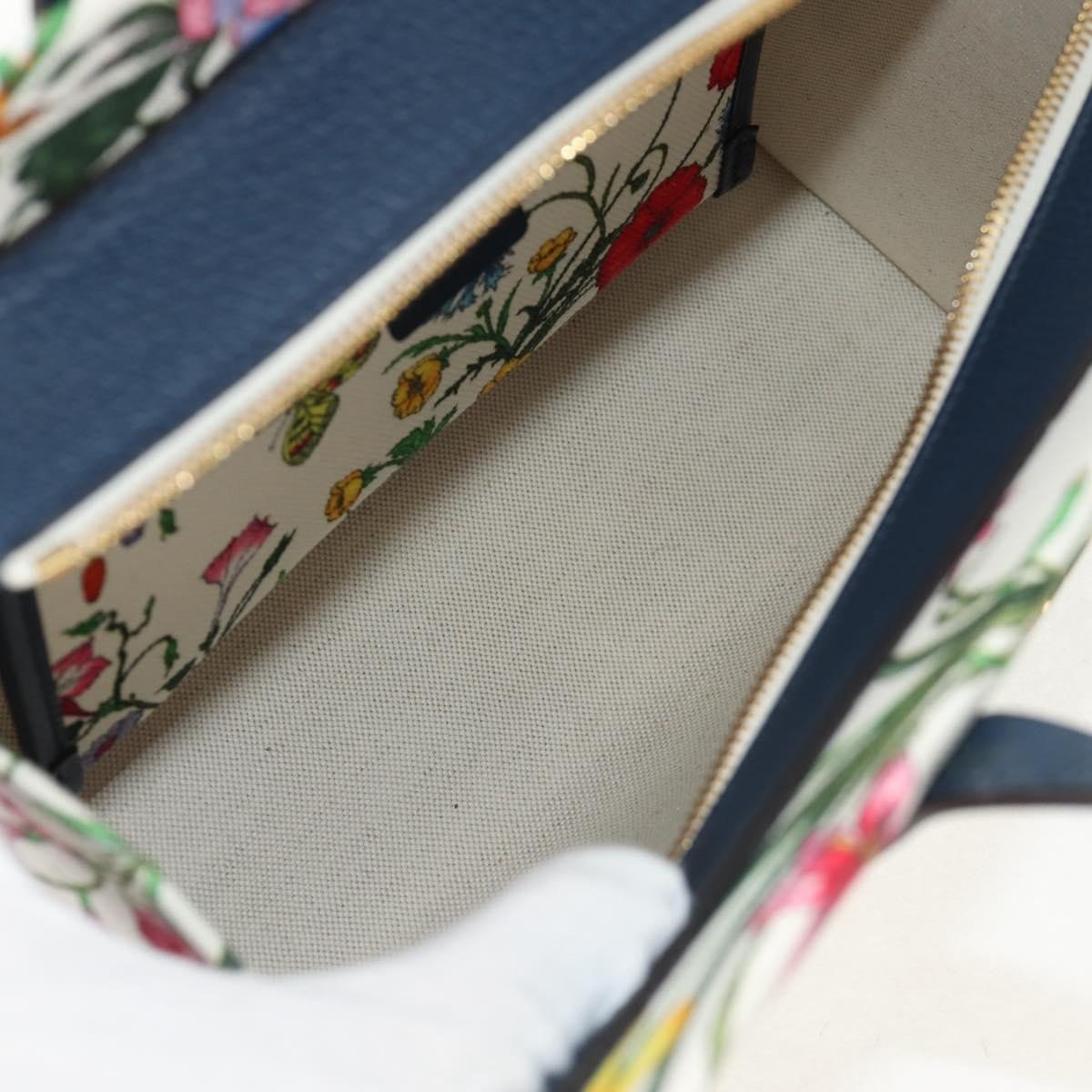 Prada Prada Floral Open Tote Printed Denim Large Divers