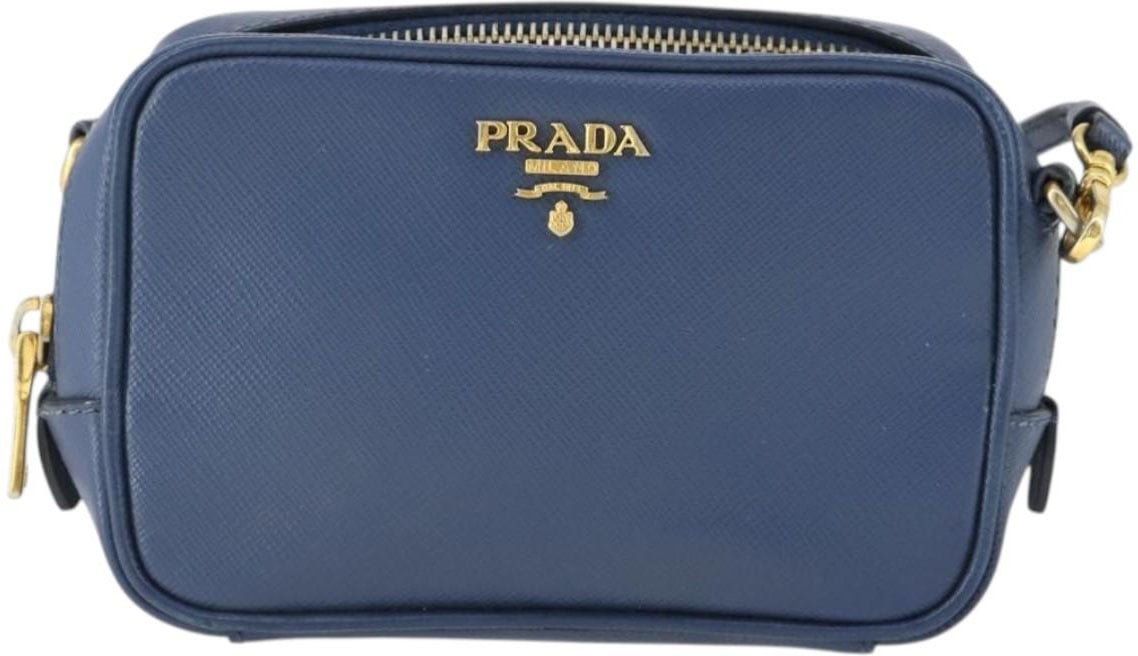Prada Prada Zip Crossbody Bag Saffiano Leather Mini Navy