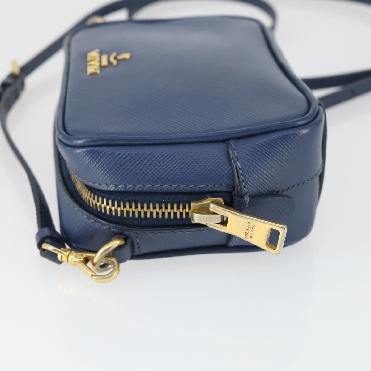 Prada Prada Zip Crossbody Bag Saffiano Leather Mini Navy