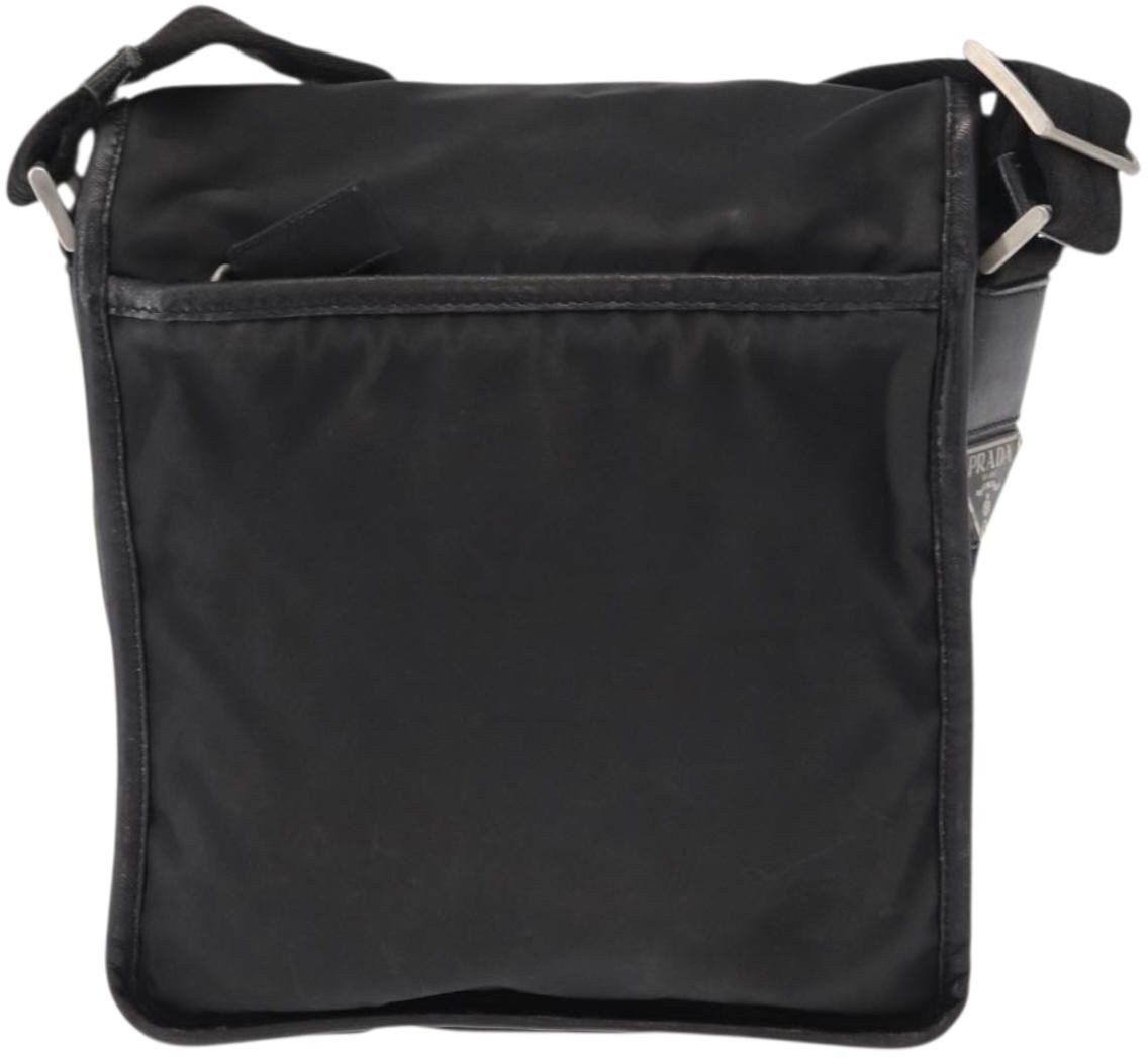 Prada Prada Logo Flap Messenger Bag Tessuto Small Zwart