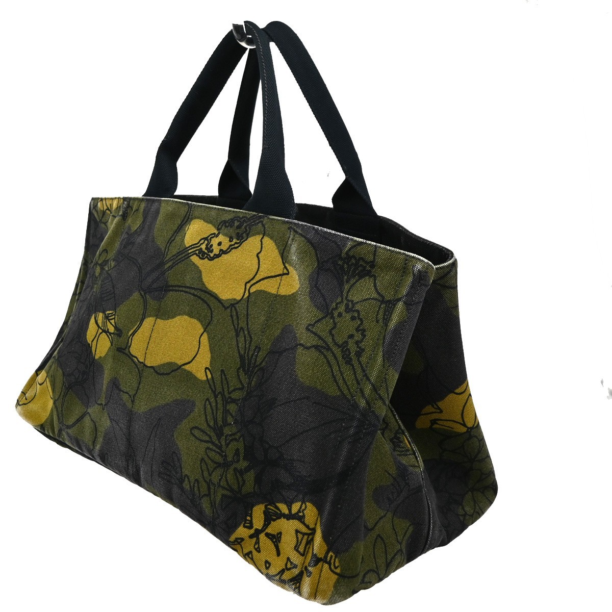Prada Prada Canapa Tote Printed Canvas Medium Groen