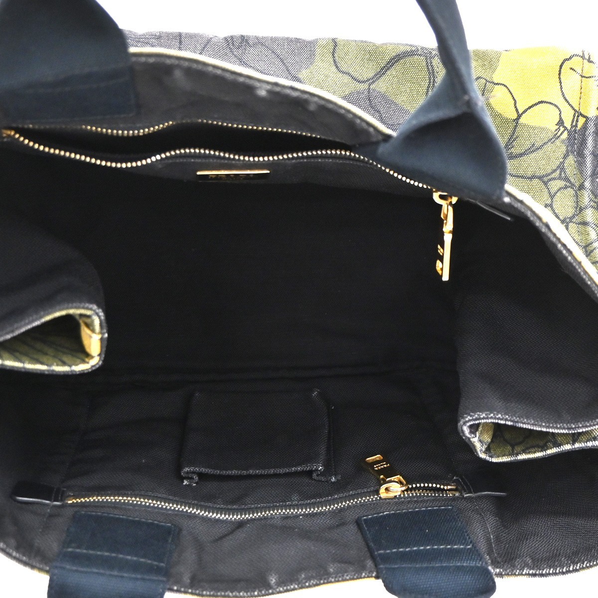 Prada Prada Canapa Tote Printed Canvas Medium Groen