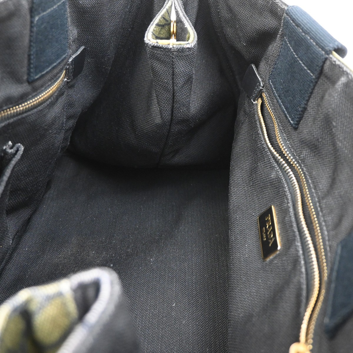 Prada Prada Canapa Tote Printed Canvas Medium Groen