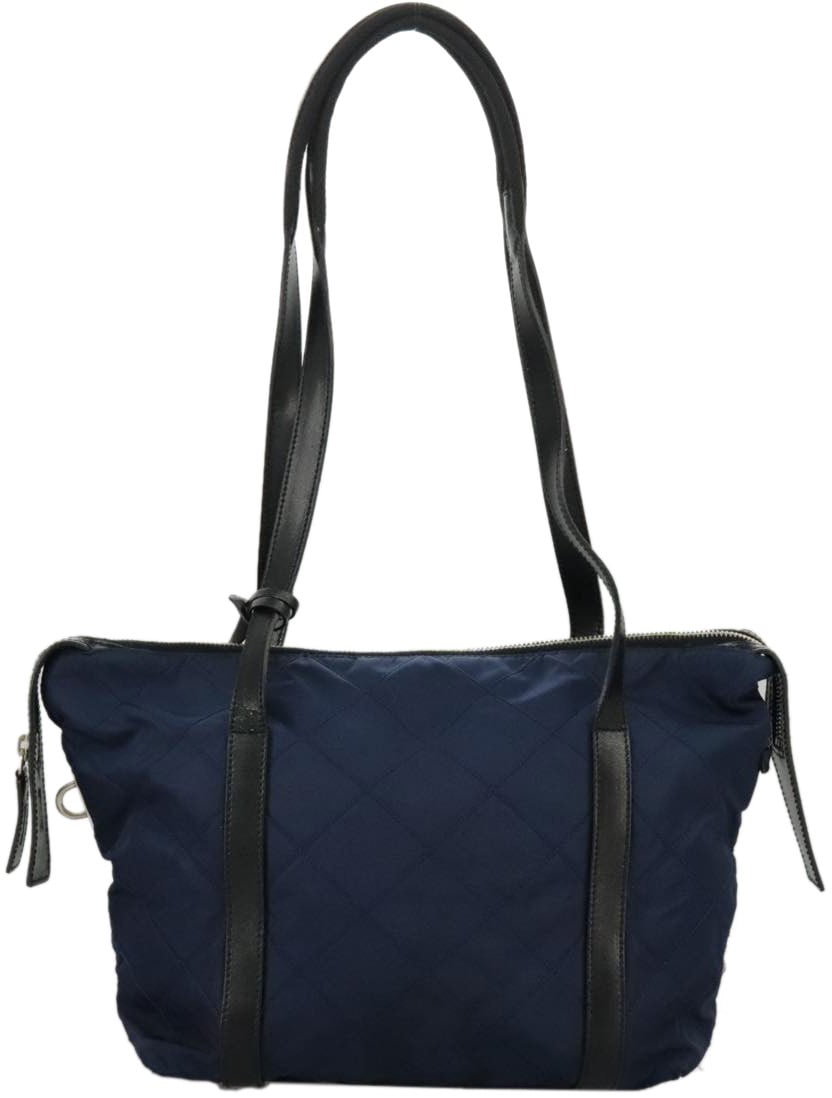 Prada Prada Chain Shoulder Bag Quilted Tessuto Mini Navy