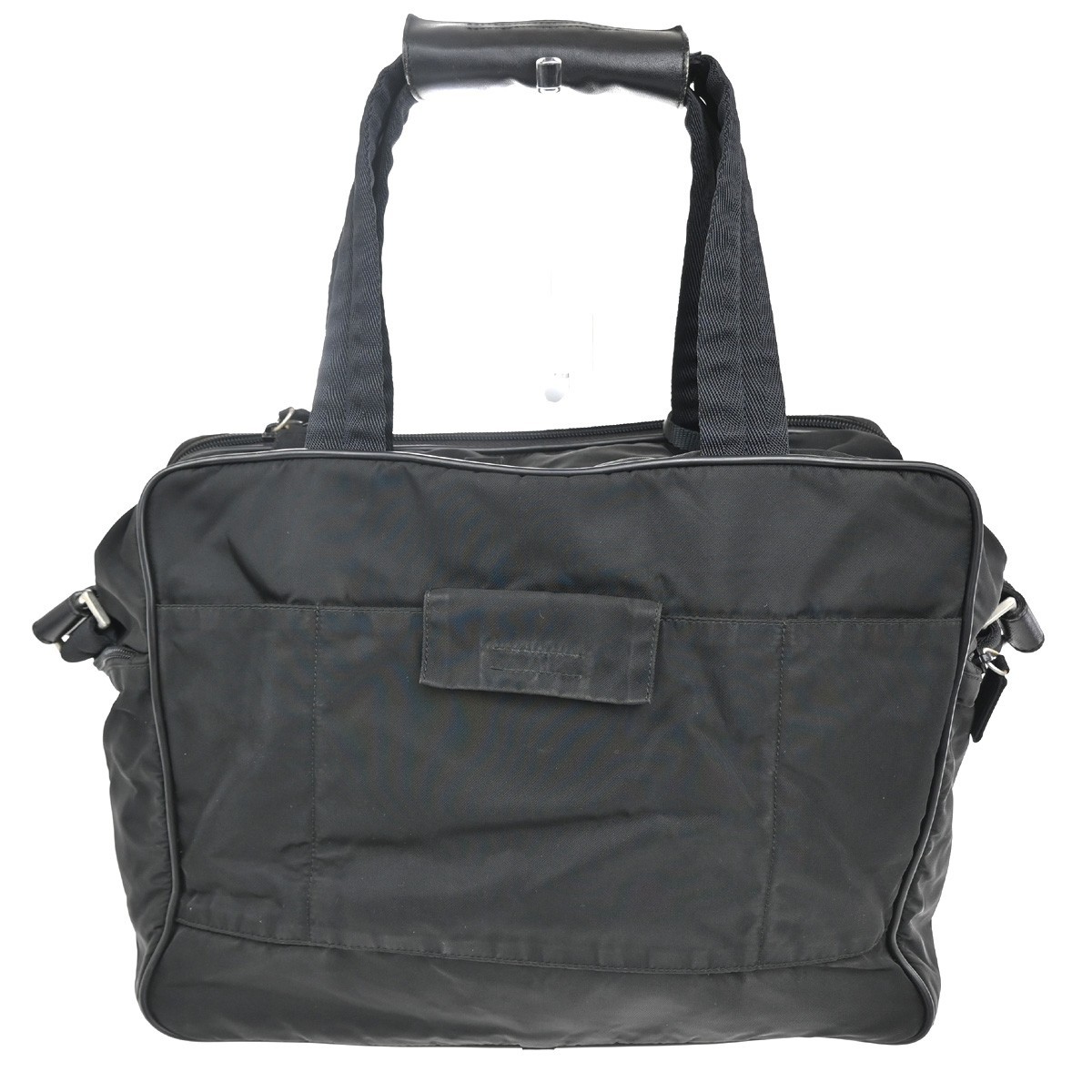 Prada Prada Expandable Front Zip Boston Bag Tessuto Large Zwart