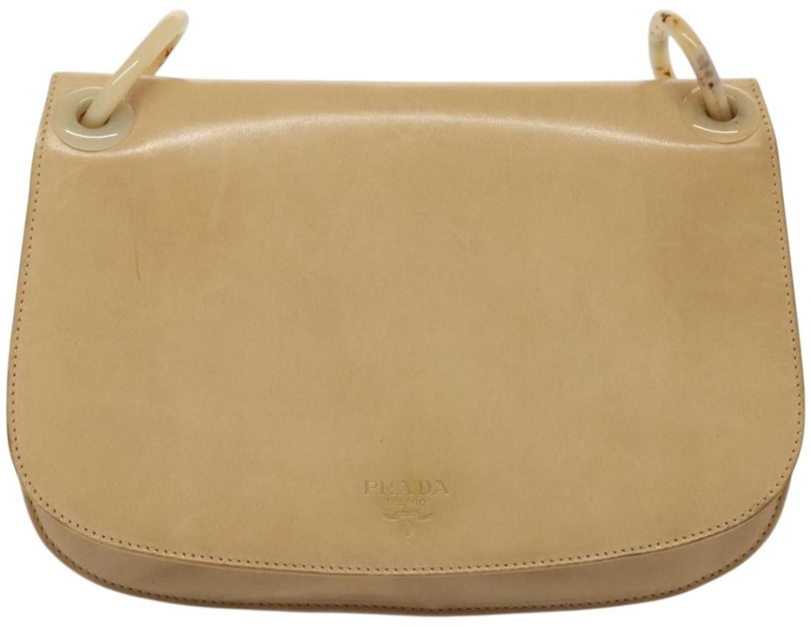 Prada Prada Madras Shoulder Bag Leather Beige