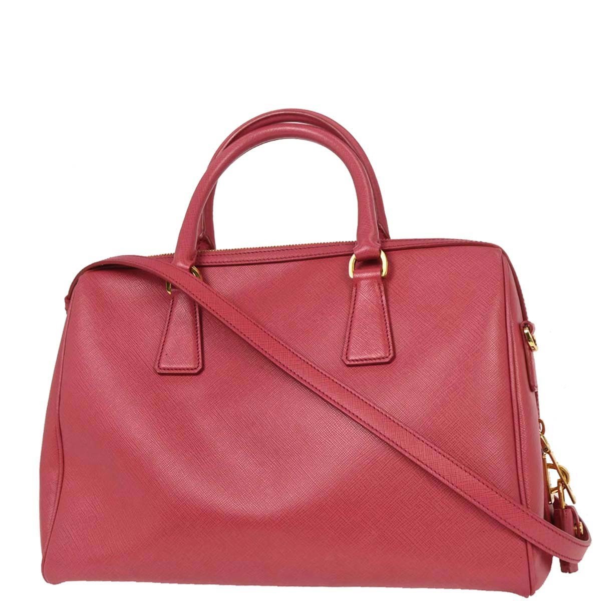 Prada Prada Convertible Bowler Bag Saffiano Leather Medium Roze