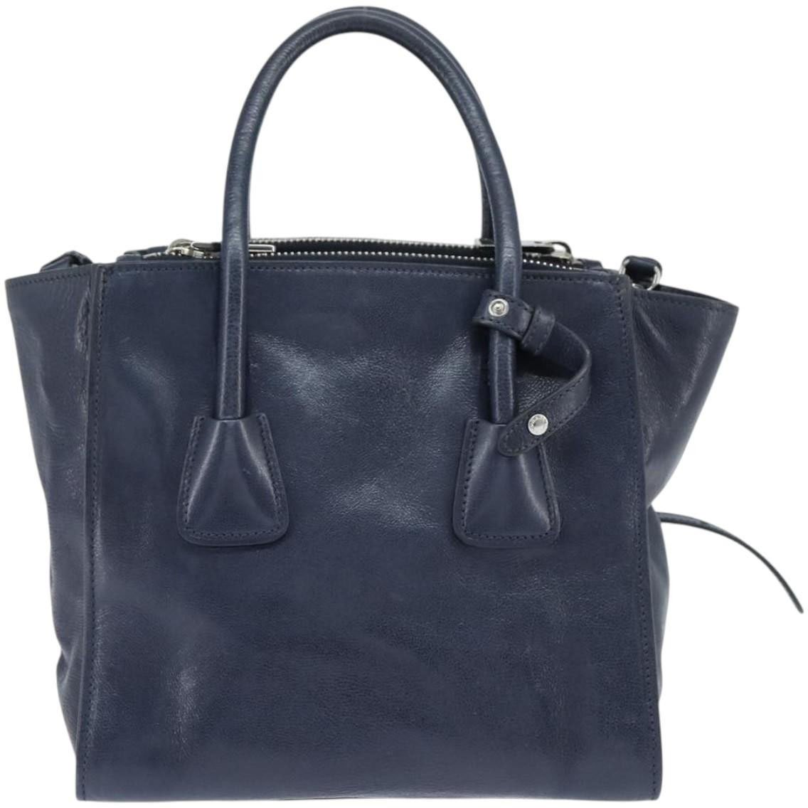 Prada Prada Cuir Convertible Shopping Tote Leather Navy