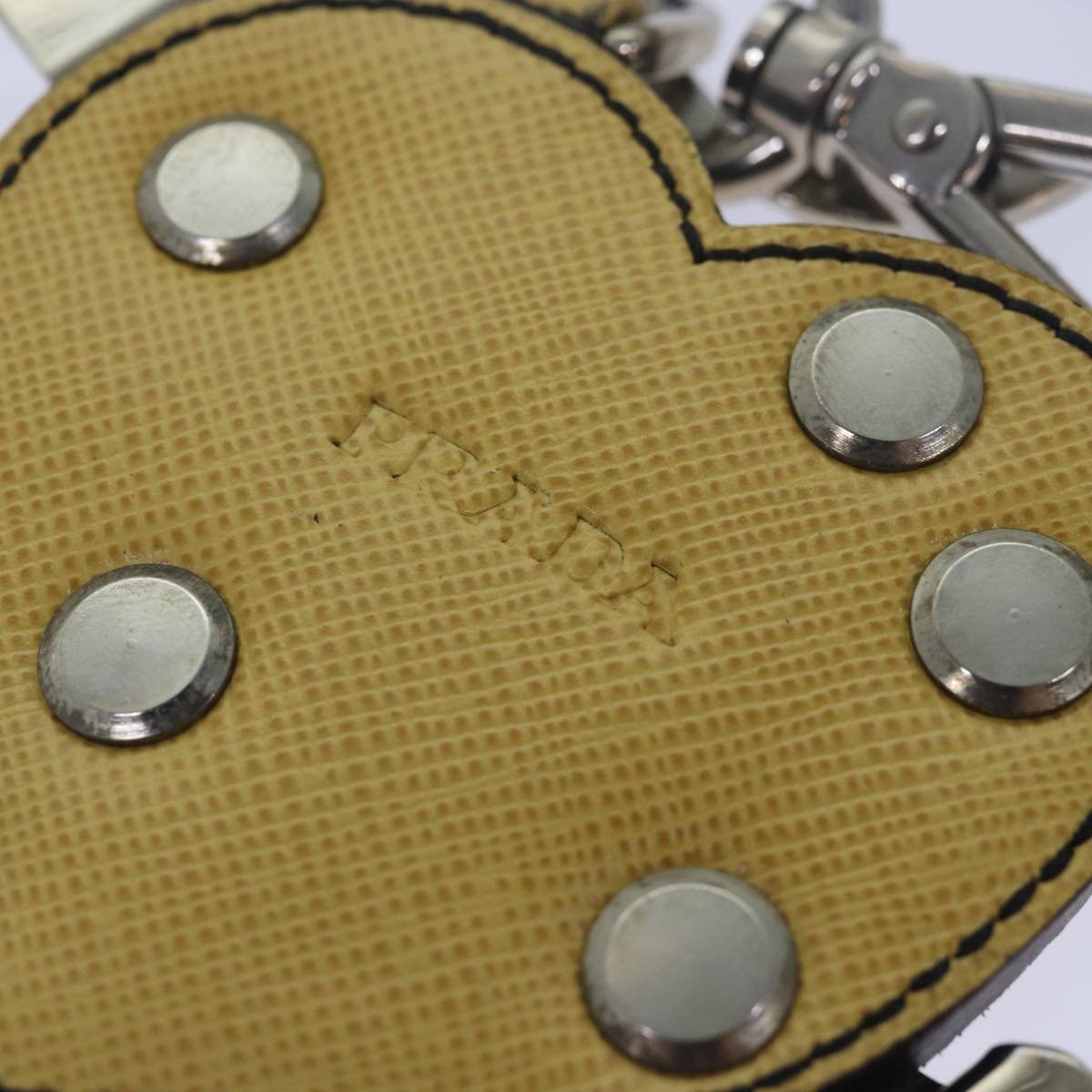 Prada Charm Logo Key Ring Saffiano Leather Geel